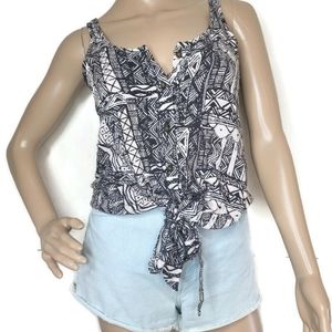 Kima size XS button up crop top tie tank top
